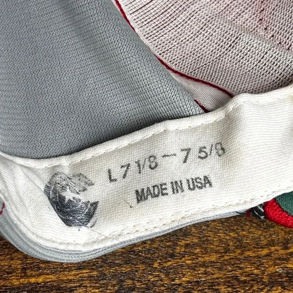 Vintage Halliburton Trucker Hat Snapback L 7 1/8 - 7 5/8 Red White Mesh USA Made - Picture 2 of 13